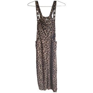 Halara Leopard Print Waffle Casual Overalls With Pockets
